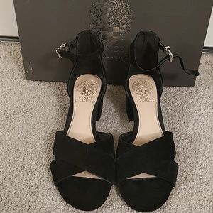 Vince Camuto Black Suade Block Heels